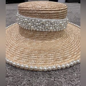Self-Same Petra straw hat with pearl rim